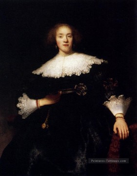  Rembrandt Peintre - Portrait d’une jeune femme avec un ventilateur Rembrandt